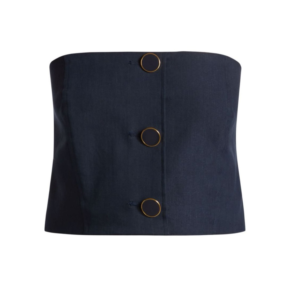 Veronica Beard Ziene Strapless Button Top in Navy *NWT* - Picture 3 of 8